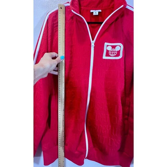 NWOT Walt Disney World Mickey Mouse Embossed Red Zip Up Retro Style Track Jacket - Picture 8 of 11